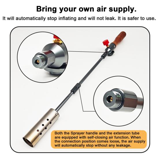 22.4" Long Propane Weed Torch Detachable Long Arm Cooking Torch for Garden Wood Melting Ice Snow Roofing Outdoor