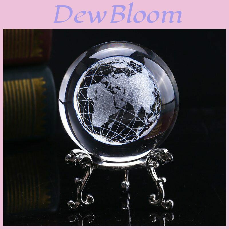 Elegant 60mm 3d Crystal Ball Glass Laser Engraved Miniature Earth Sphere For Home Decor