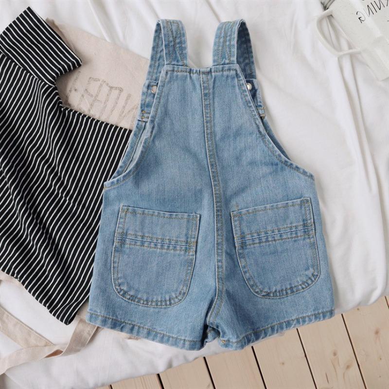 Kids' Denim Overalls Strap Shorts - Summer Casual Strap Jean Shorts for Boys & Girls, Stretchy Comfort