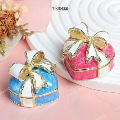 Boîte à Bijoux Princesse Nœud en Émail Cloisonné - Rangement Robuste pour Alliances