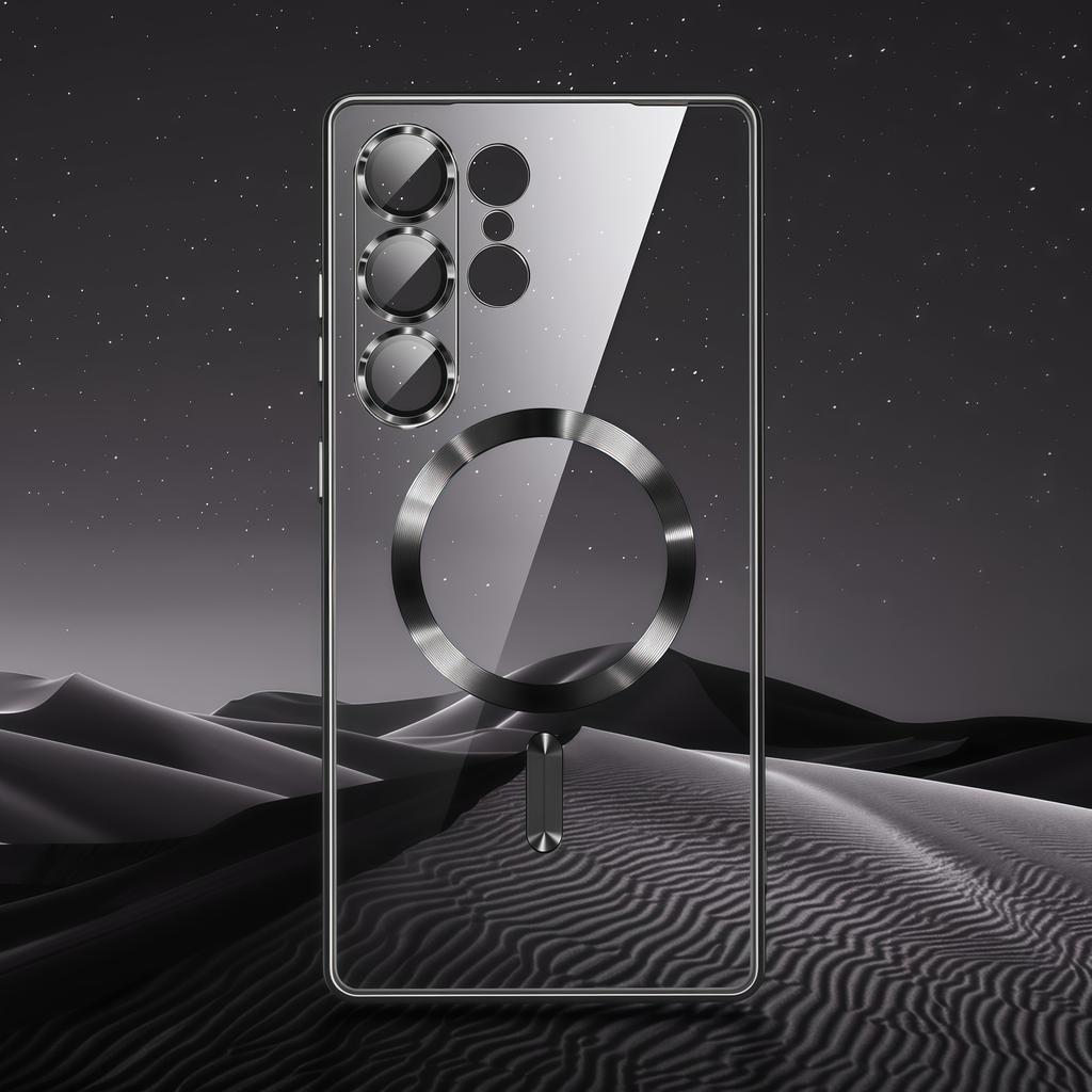 Ochrona Aparatu Przezroczysty Luksusowy Platerowany Pokrowiec Miękki TPU Odporny na Upadki Z Magnetycznym Etui na Telefon Dla Samsunga Galaxy S25Ultra/S25FE