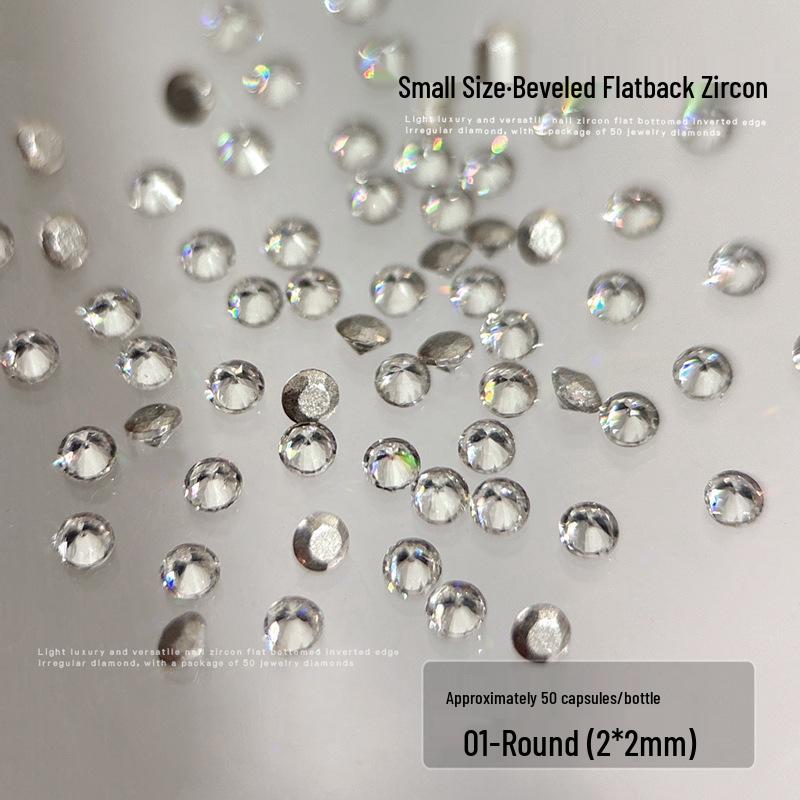 Mini Beveled Zirconia Nail Art - Sparkly Horse Eye Rhombus (White, Pink, Champagne)