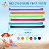 6 Pack Towel Bands for Beach Chair, Windproof Rubber Beach Towel Clips Bands, Stretchable Colorful Chair Silicone Holder for Swimming Pool Cruise (6