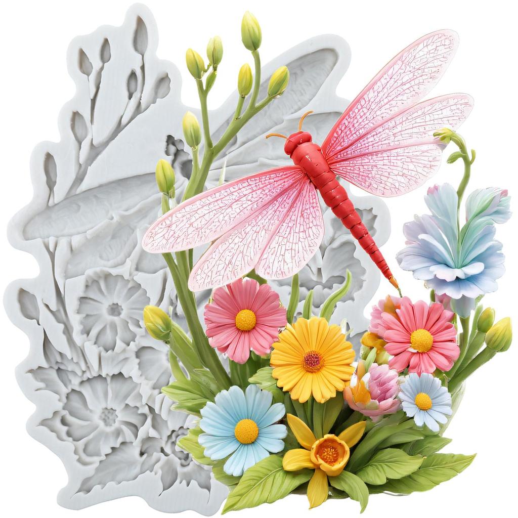 Dragonfly Silicone Molds Daisy Flower Fondant Mold Cake Decorating Tools Cupcake Topper Chocolate Candy Craft Gum Paste Polymer Clay