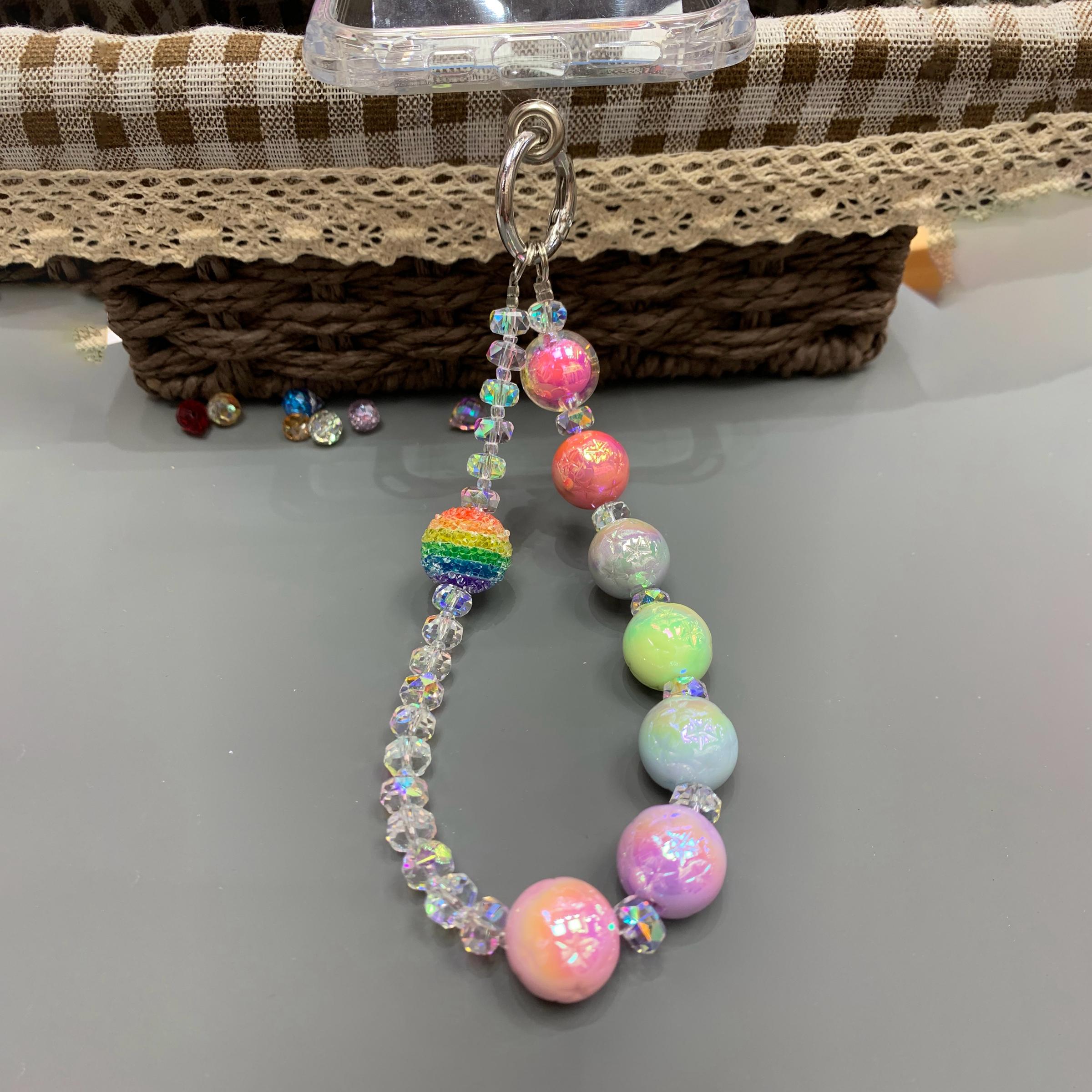 

Beaded Phone Charm Bracelet Strap 26cm Detachable Lanyard with Tether Tab