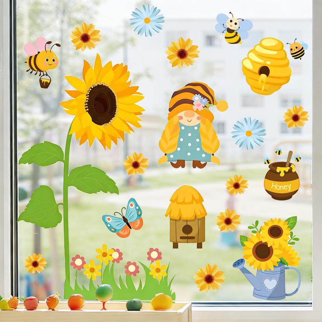 Sunflower Little Girl Is Suitable for Stickers for Bakeries, Flower Shops, Kitchens, Bedrooms, Living Rooms.