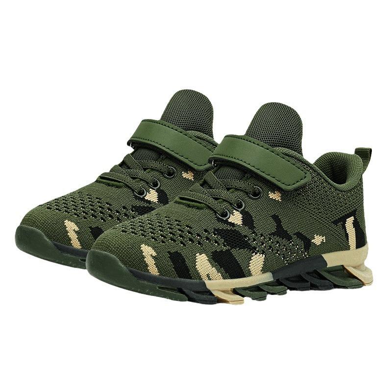 Classmates Summer Camp Military Training Camouflage Shoes Spring 2025 New Flying Woven Breathable Running Shoes Children's Sports Shoes