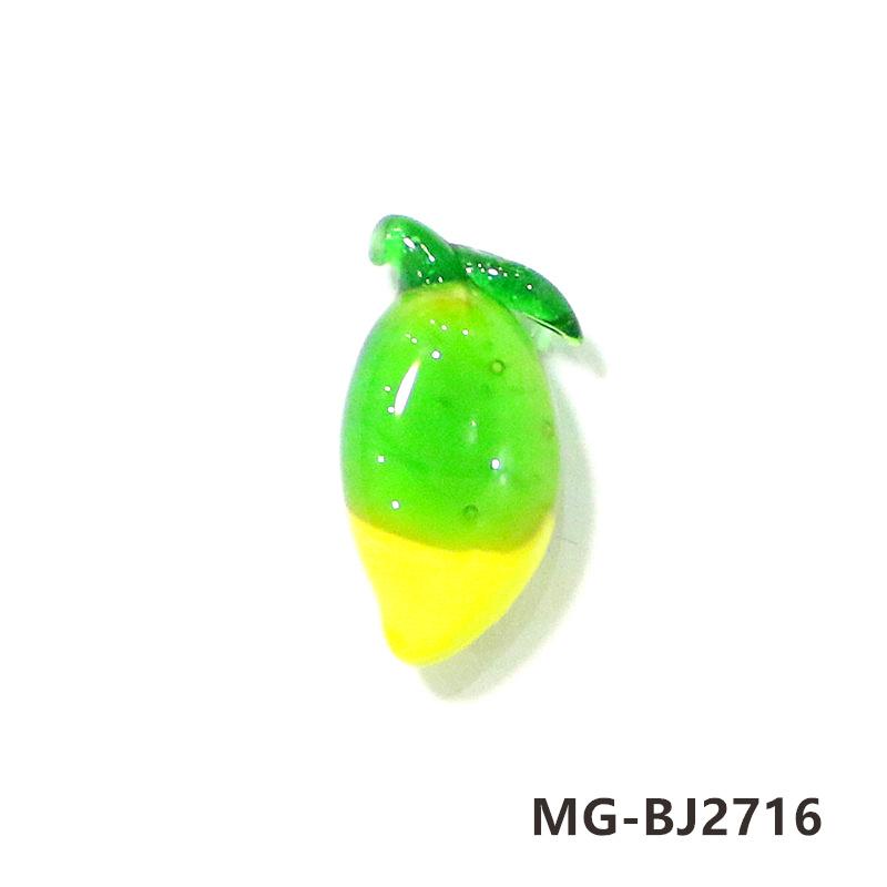 2Pcs Colorful Tiny Mango Charms Glass Pendant Cute Mini Fruits Ornaments DIY Craft Supplies Perfect Gifts for Handmade Lovers