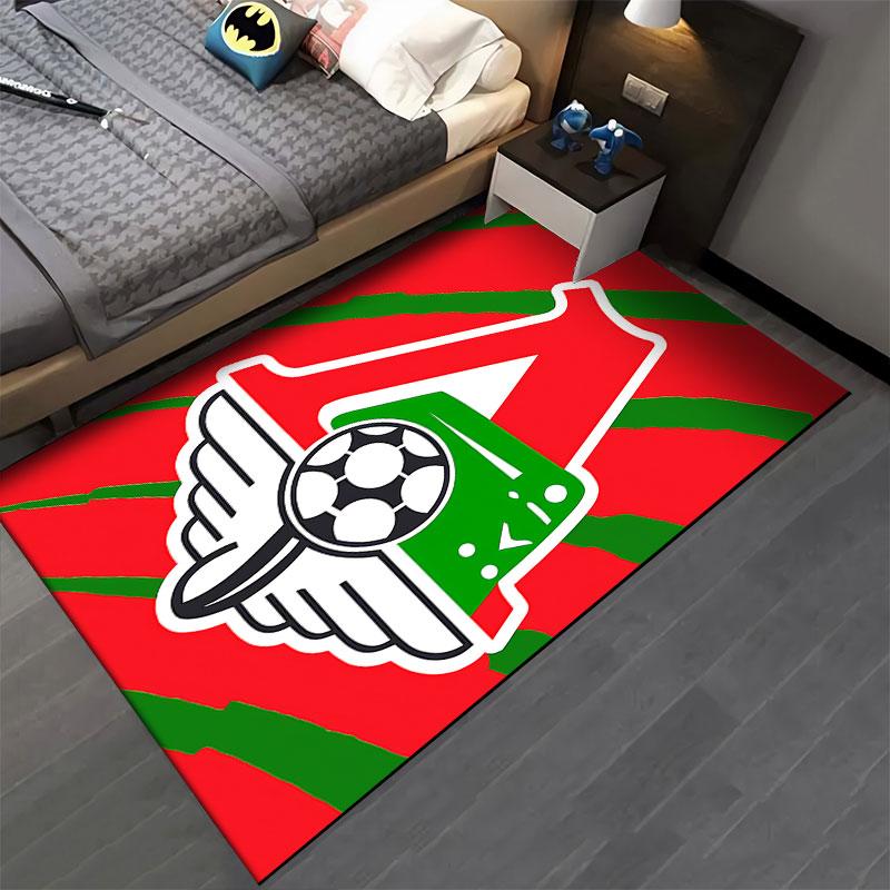 Red and Green Football Logo Carpet Suitable As a Non-slip Mat for the Living Room or Bedroom Sofa