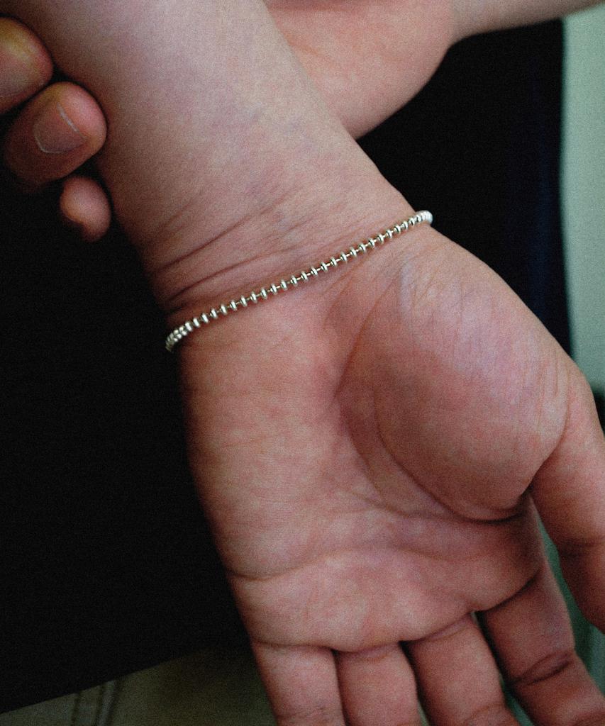 Valik [925 Silver] No.90 Green Tag Oval Ball Chain Bracelet
