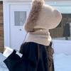 Versatile Balaclava Hat Imitation Mink Wool Drawstring Design Knitted Hat Warm Cold-proof Pullover Hat Autumn Winter Women Wear