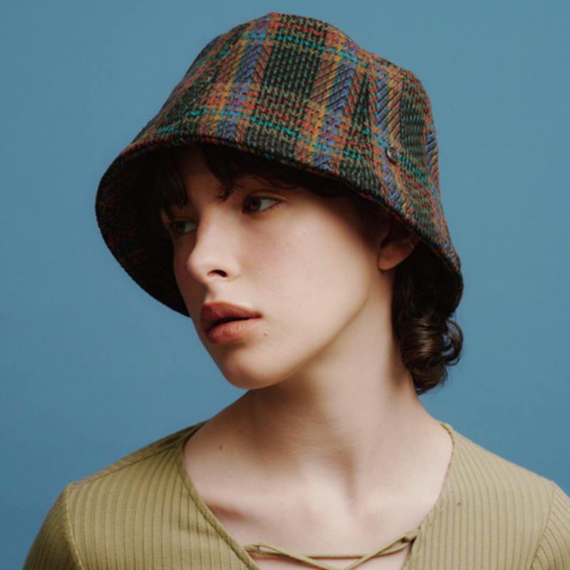 

poesiedame [ЖИЗНЕННЫЙ ПОРТРЕТ] Панама в клетку тартан сине-зеленого цвета FREE