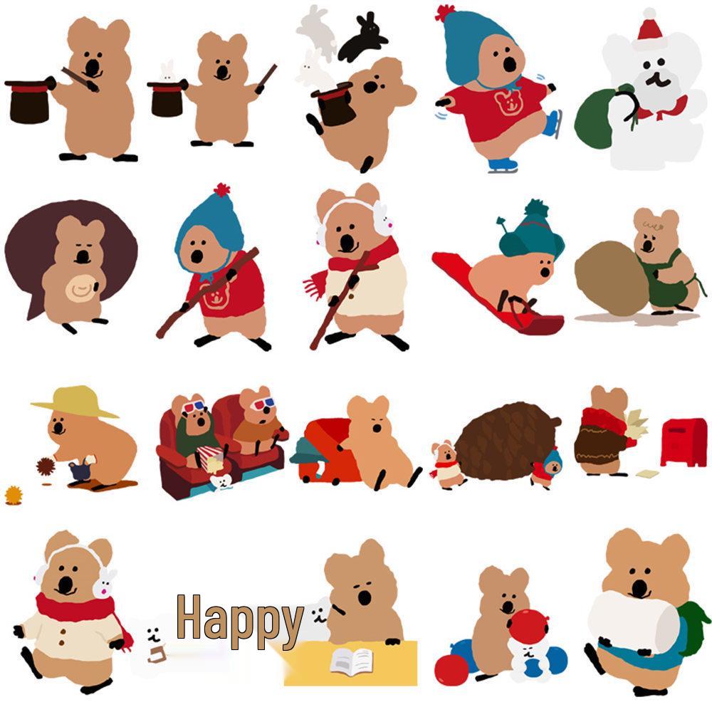 Animal Series Planner Stickers & Phone/Computer Cases (90 Sheets) - Bell Pepper Bear Design