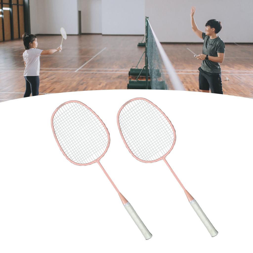 Sports Straight Beat Badminton Racket with Anti Skid Handle Glassy Carbon Alloy Double Badminton Racket for Boys Girls