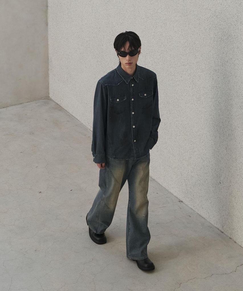 SENTAIR Oil Vintage Western Denim Shirt_D1