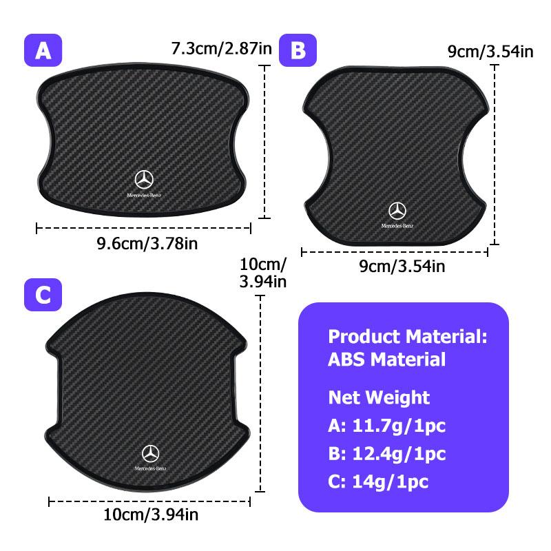4PCS Carbon Fiber Car Door Handle Protection Sticker Emblem Accessories For Mercedes Benz AMG A C E S G Class W201 W210 W108 BV4