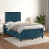 Box Spring Bed with Mattress Dark Blue 120 x 200 cm Velvet