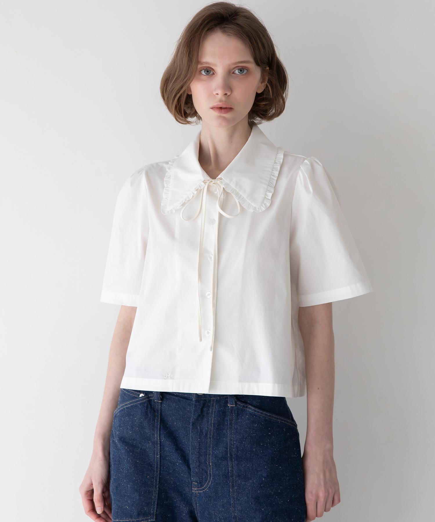 J Mark New York Prill Callar Crop Blouse - White