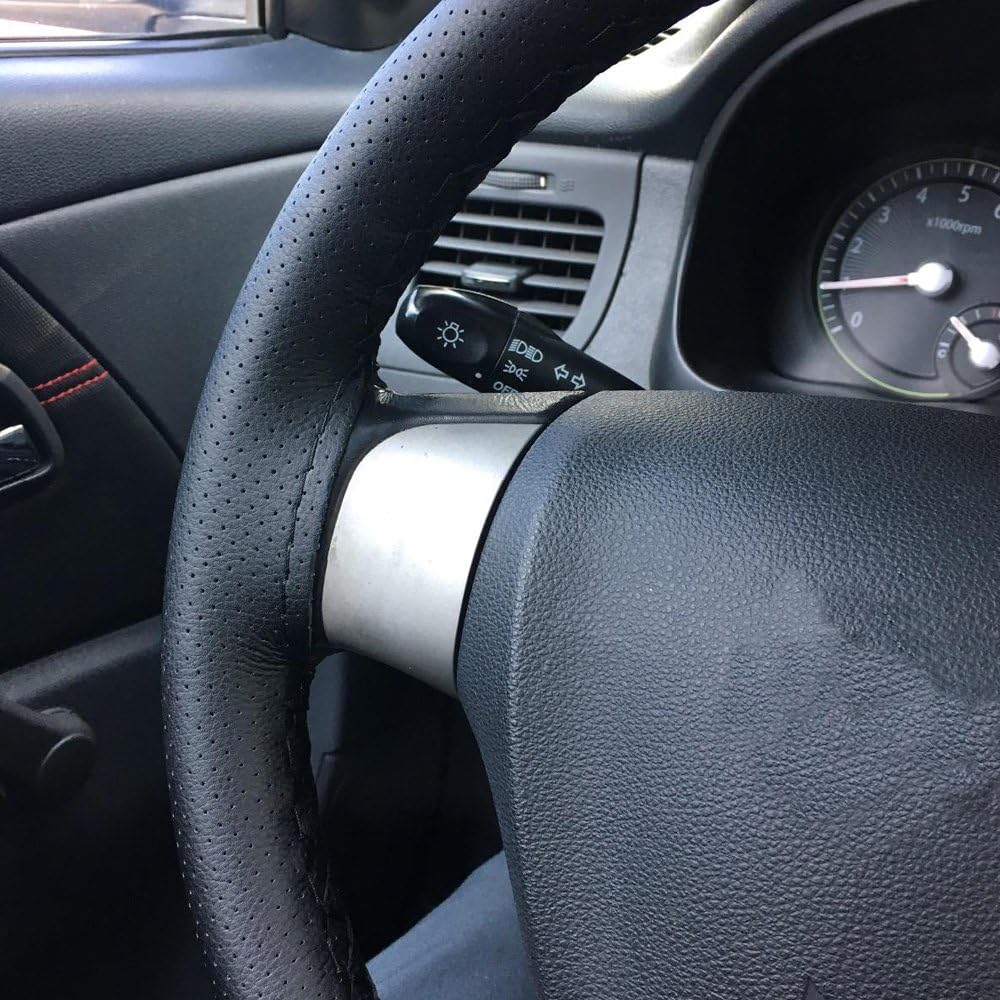 Onerbuy Universal Leather Car Steering Wheel Stitch On Wrap Cover DIY Sewing Breathable And Anti Slip, Maximum For 15-Inch Diameter Car Steering