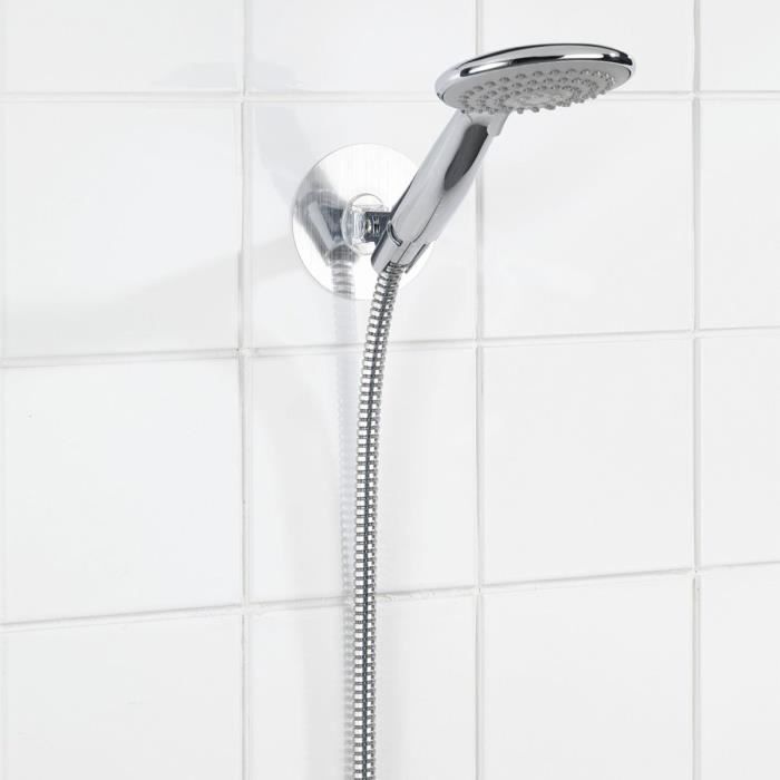 Support pommeau de douche - WENKO - Osimo - Fixation sans perçage - Plastique - Chromé