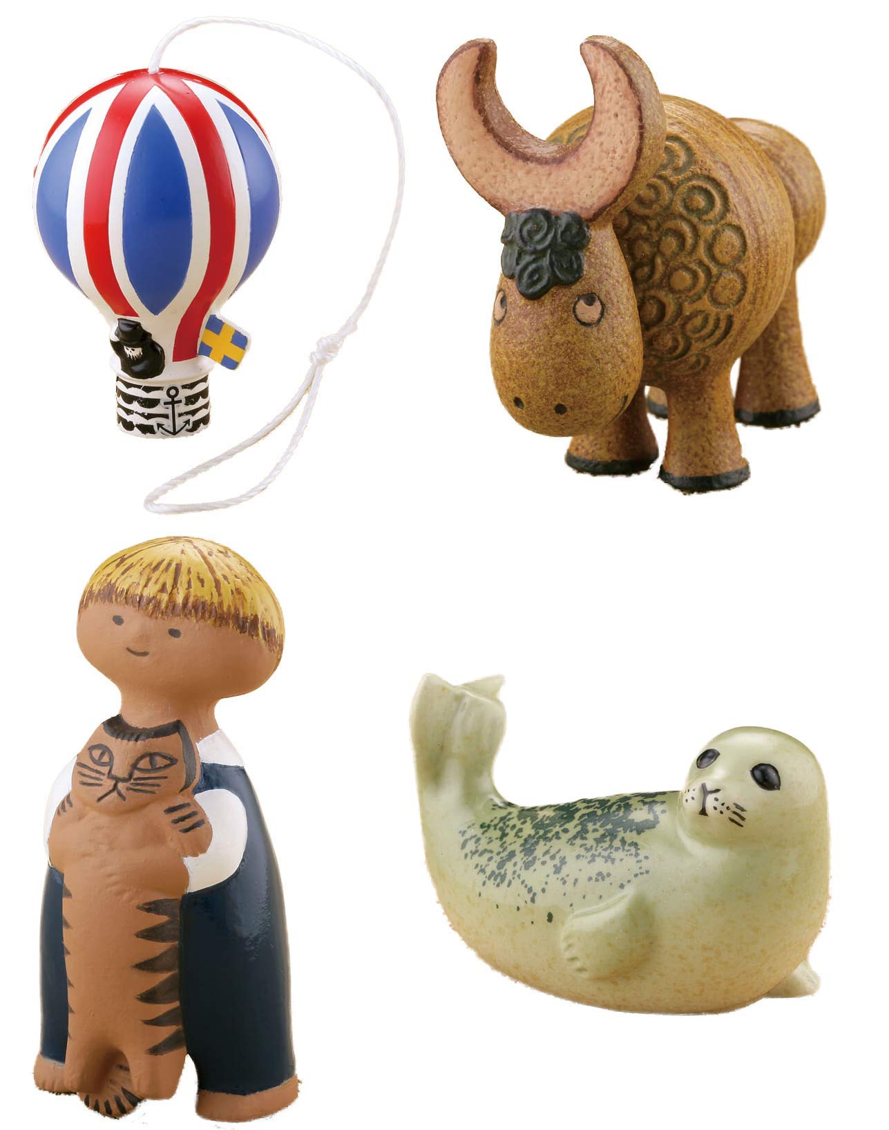 

Capsule Q Museum Lisa Larson Miniature Fabrica 4 types set Vol.3 [Assorted (1.Balloon/2.Buffalo/5.Pele/6.Seal)]