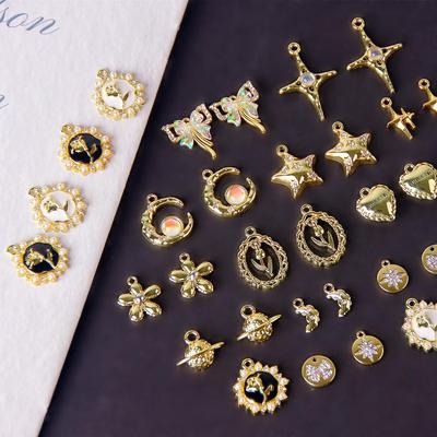 Fairy Gold Bow & Star Rose Flower Pendant for DIY Beading