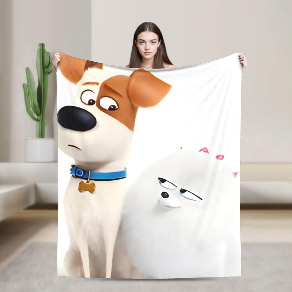 The Secret Life of Pets Flannel Blanket Warm Soft Throw Blanket for Home Decor Travel Funny Bedspread Sofa Bed Cover