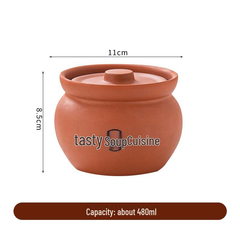 Purple Clay Double-Boiler Stew Pot with Lid - Chinese Retro Health Pot for Stews, Soups, and Steamed Eggs.