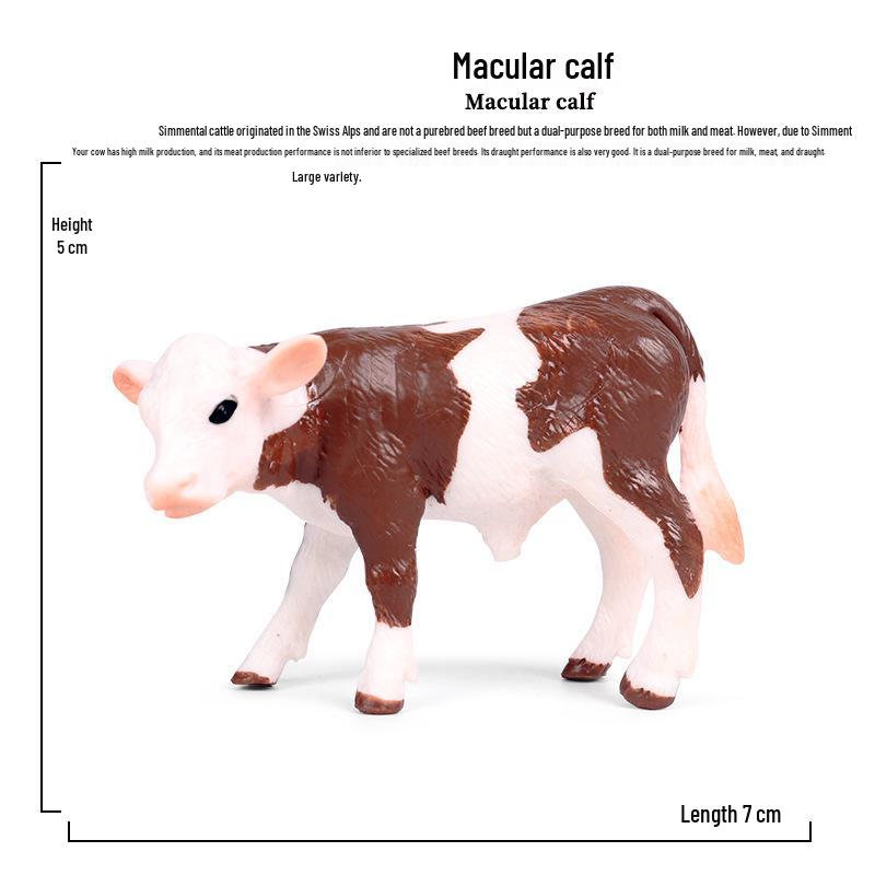 Simmental Bull Mother Cow Toy - Solid Plastic Wild Animal Model for Children