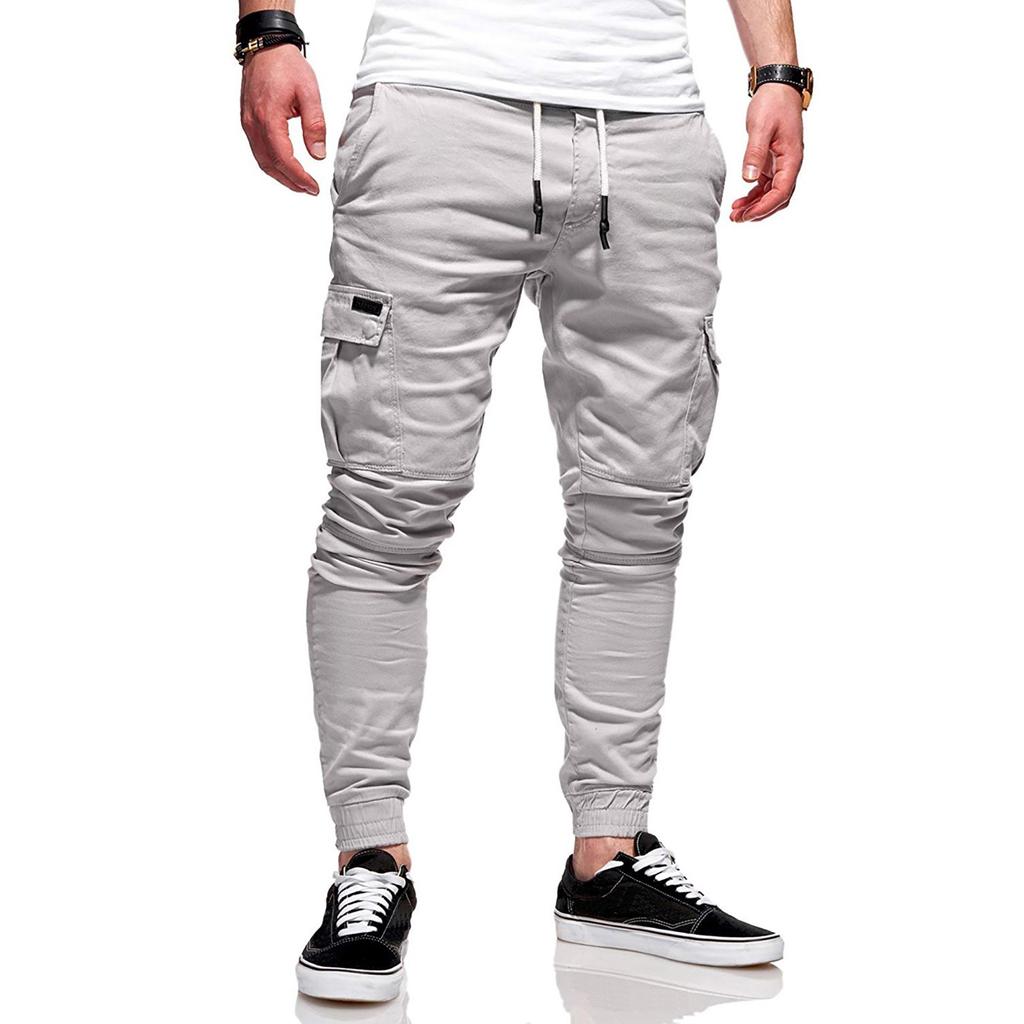 Men's Loose Casual Multi-pocket Work Pants, Youth Stretch Waist Drawstring  Pants