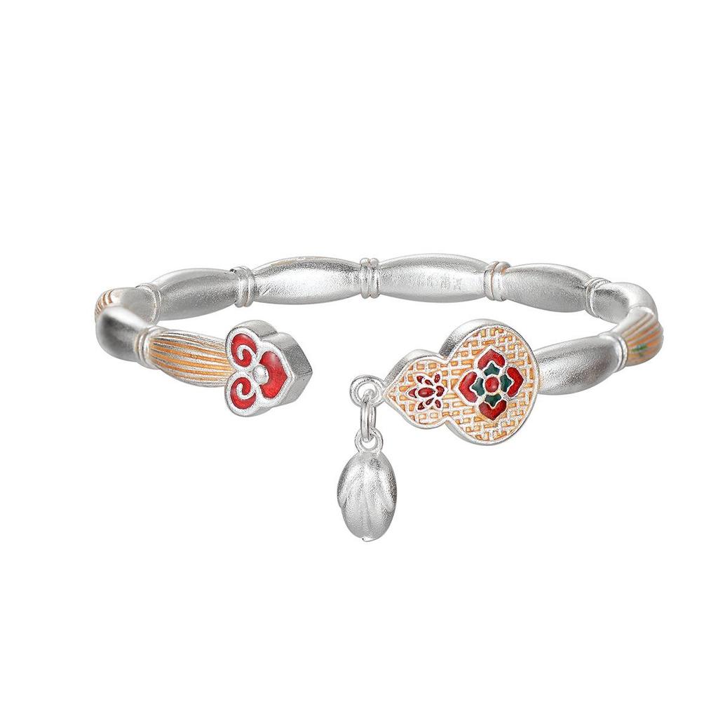 Douyin Trend Filigree Cloisonné Ruyi Gourd Bangle: High-End Chinese Court Style Open Bracelet