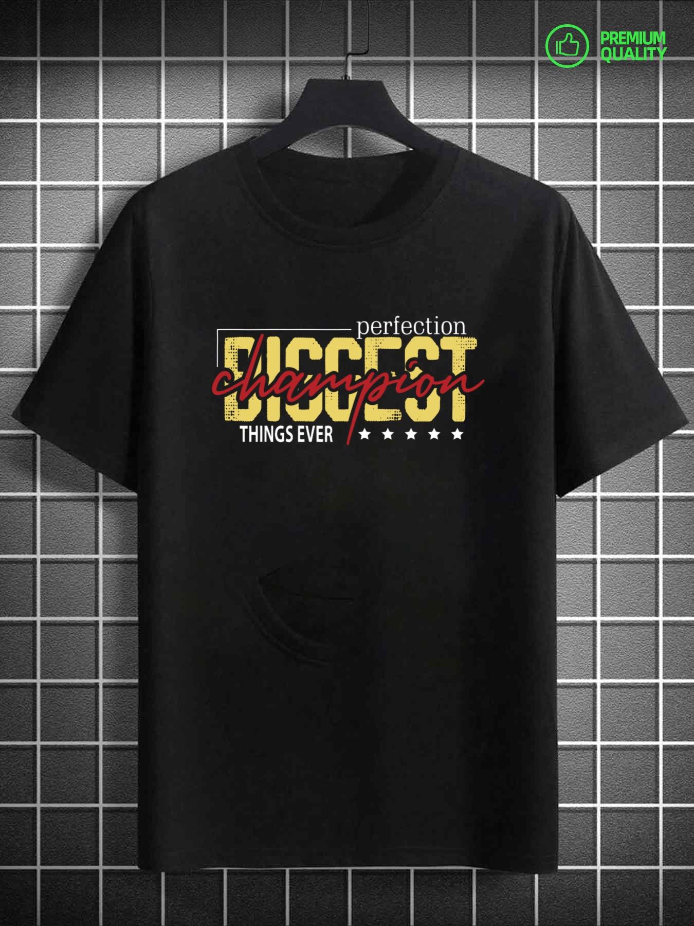 Men s T-Shirt Y2K 1pc Slogan Black S