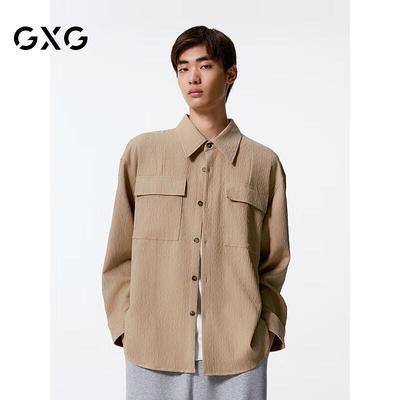 GXG Men's Fall Lapel Long-Sleeve Shirt Jacket