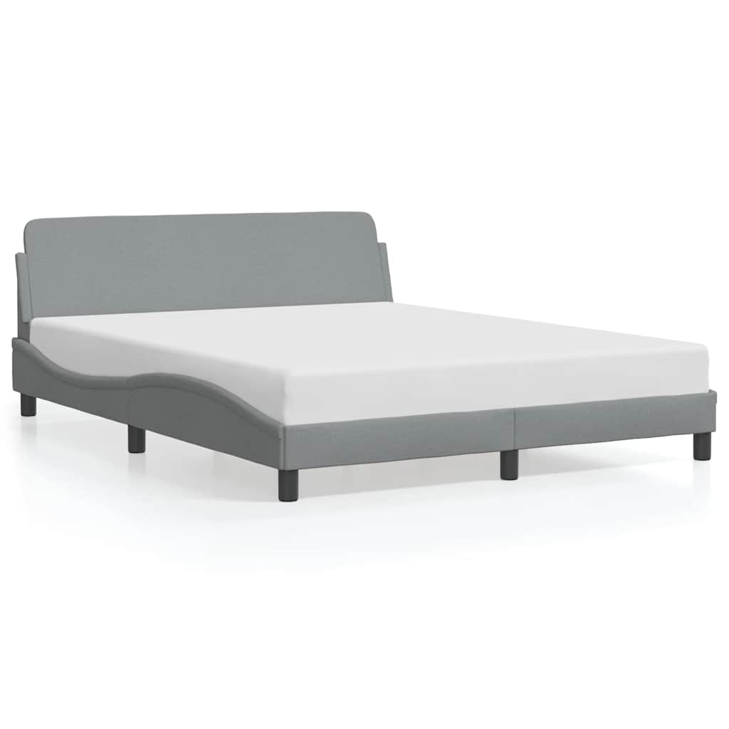 Bed Frame  Dover  Light Gray 152x203 cm Fabric