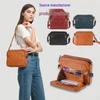 Three-Layer Leather Crossbody Clutch Bag