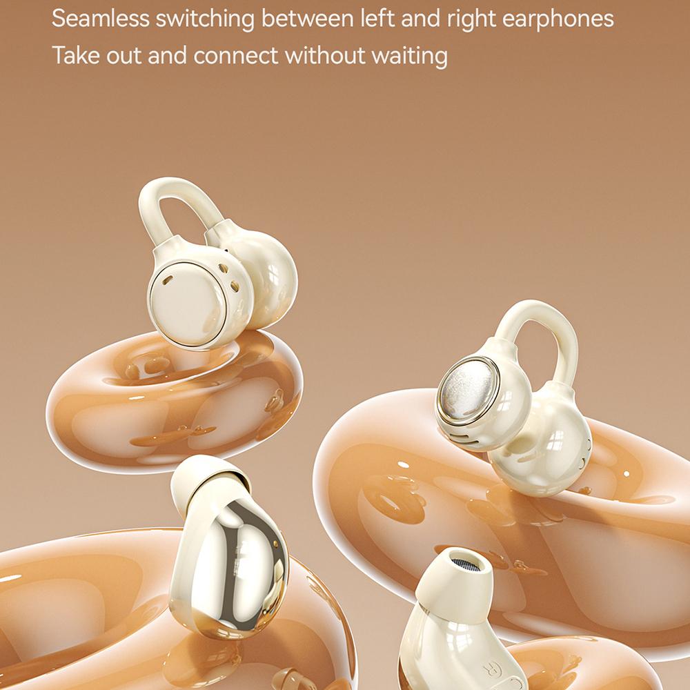 Wireless Bluetooth Earphones 2-in-1 Dual Pairs Ear Clip & In-Ear with Makeup Mirror for Couples Gift Long Battery HiFi Sound