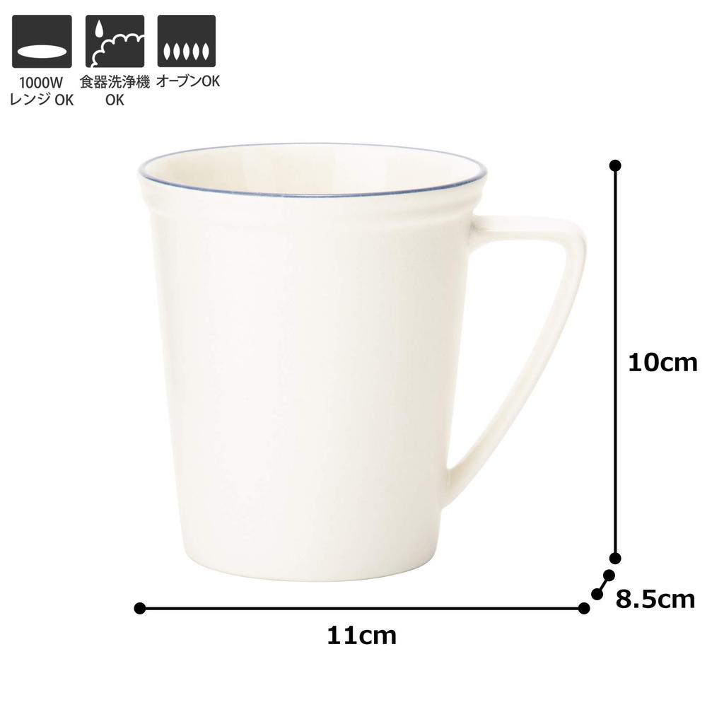 MIKASA Concord Blue Line Diameter X 10cm and Oven Mug, 8.8cm Height, 270ml, Microwave, Dishwasher, Safe, T-783627