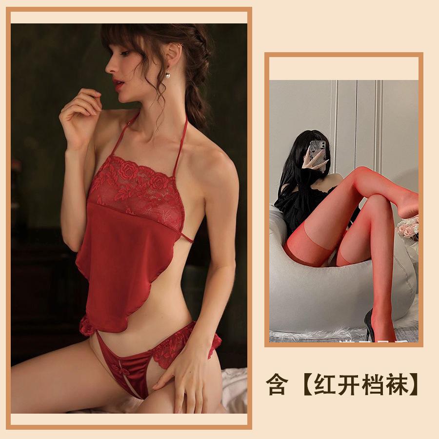 Sexy Dessous Sexy Retro Spitze Verführung Bauchtasche Leidenschaft Pyjama Offen zum Schnüren Uniform Anzug