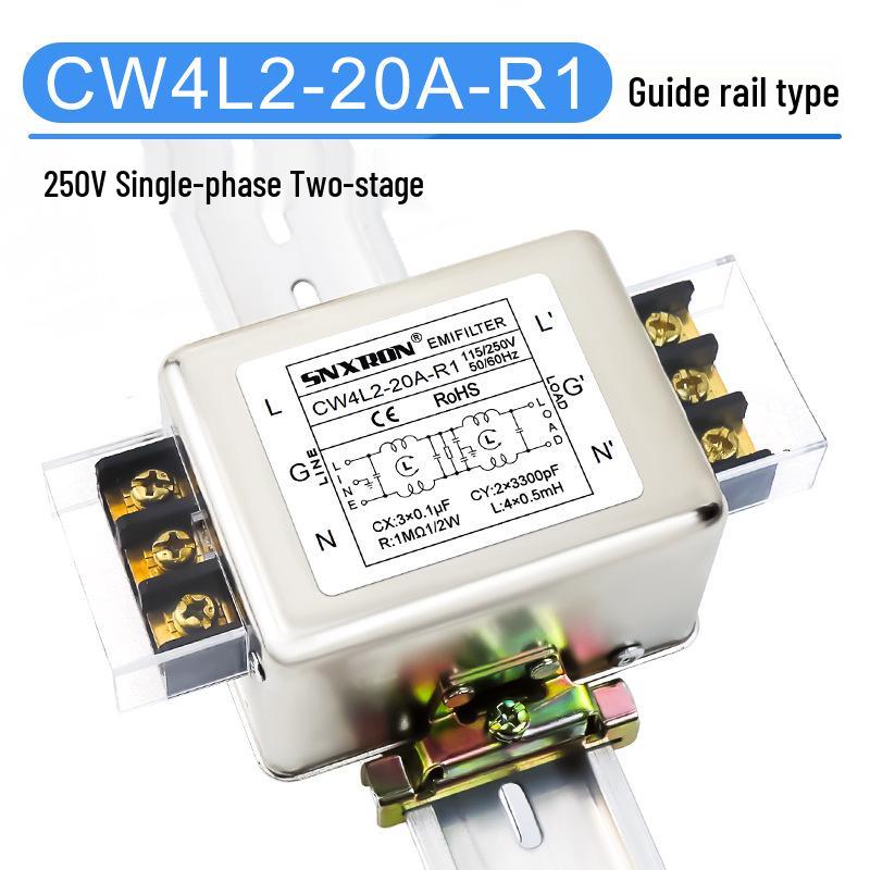 Rail-Mounted CW4L2 Terminal Block: Single-Phase 220V/Three-Phase 380V AC Power Filter, 10A/20A/30A