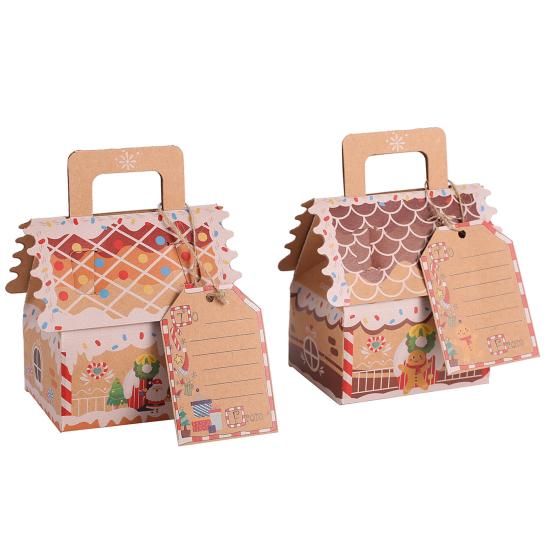 10 stk Julegaveeske Utsøkt utførelse Husform Kake Godteriboks for Fest Festlig Pynt
