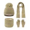 3Pcs/Set Kids Hat Scarf Gloves Set Rainbow Twist Texture Plush Ball Decor Knitting Hat