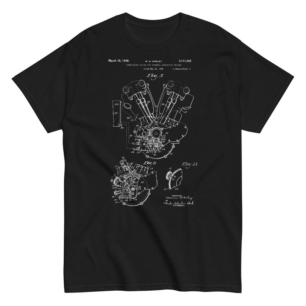 1938 Motorcycle Knucklehead Engine US Patent Vintage Unisex Classic T-Shirt