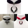 Gothic Silver Bat Pendant Necklace With Cross Chain For Vampire Role Play