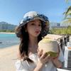 Solid Color Women Fisherman Hat Flower Print Sunscreen Visor Cap Bucket Hat Summer Sun Hat  Outdoor