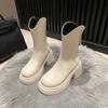 But knee boots women's shoes autumn and winter new V-mouth heightening thick heel thin short boots high thick-soled knight boots