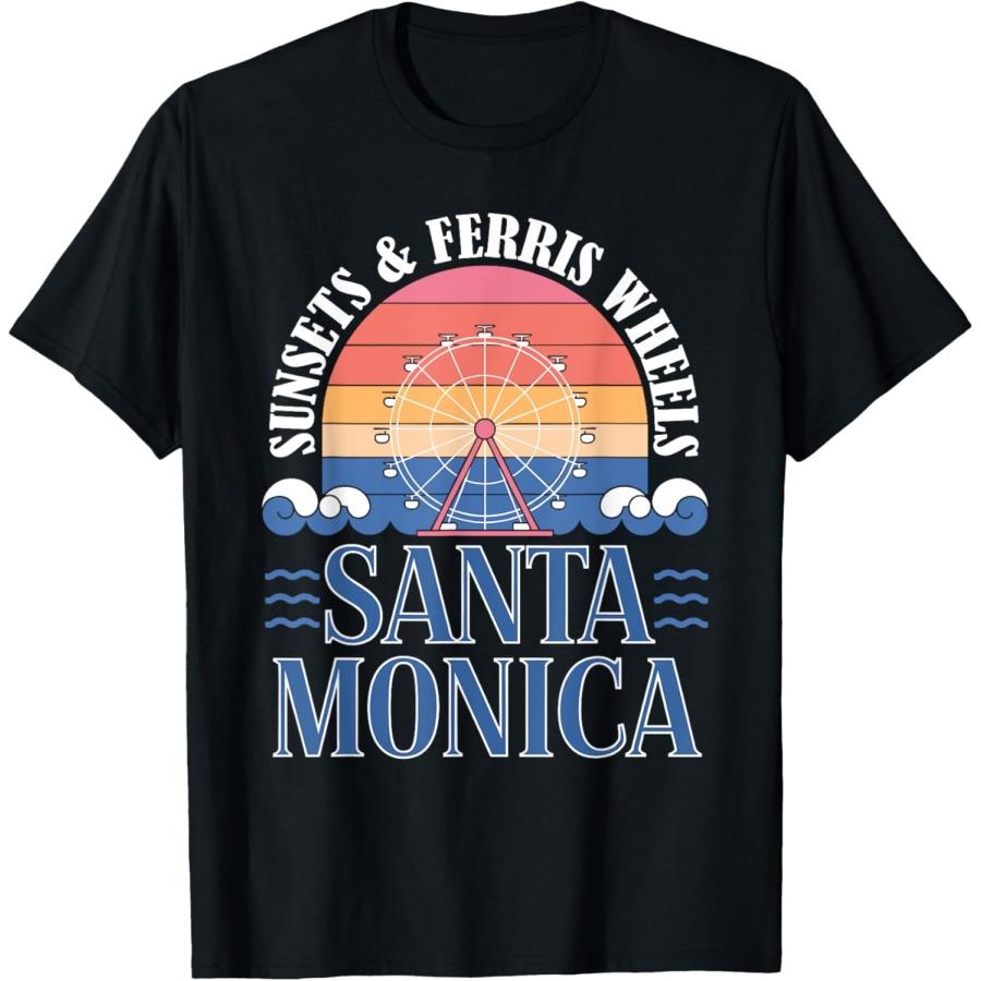 Иллюстрация футболки  Вид на закат с колеса обозрения Санта-Моники  XXXXXL чёрный