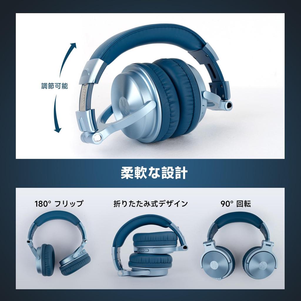 OneOdio Pro C Wireless Up To 110 Hours of Continuous Bluetooth Headphones with Deep Wired and Blue Headphones, Playback, Bass, High-Resolution Audio,