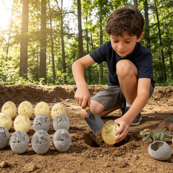 Dinosaur Egg Dig Kit Excavation Toy with Random Skeleton Models Includes Dig Tools & Guide Educational STEM Activity for Kids