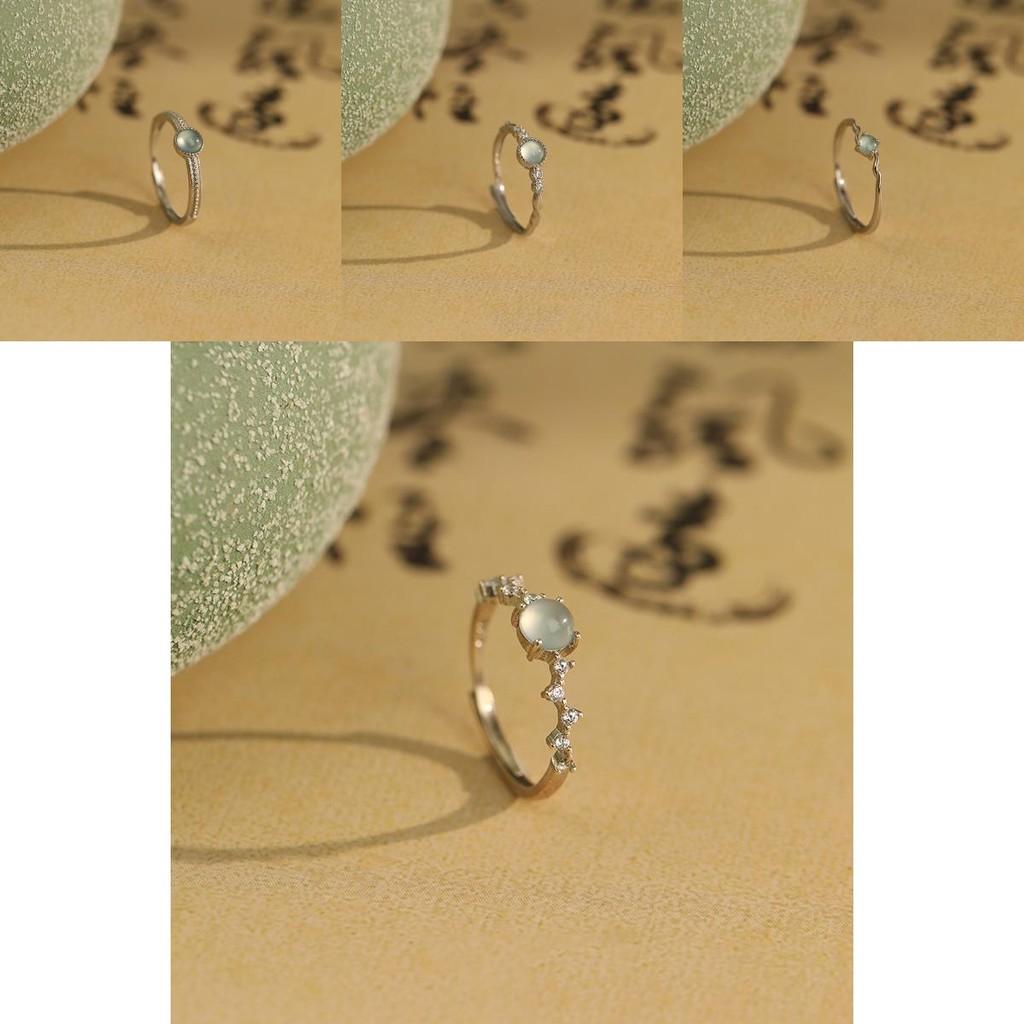 Stunning New Chinese Style Gourd Jade Ring For Women In Trendy Geometric Design