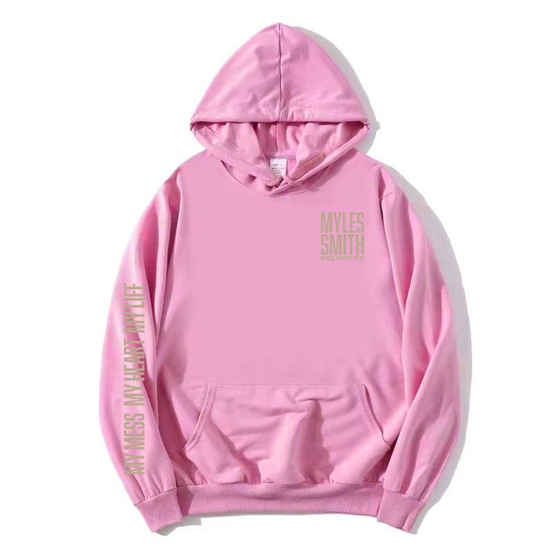 

My Mess, My Heart, My Life Hoodies Myles Smith Print Sweatshirt Long Sleeve Fleece Hooded Pullovers Unisex Streetwear Top XL рожевий